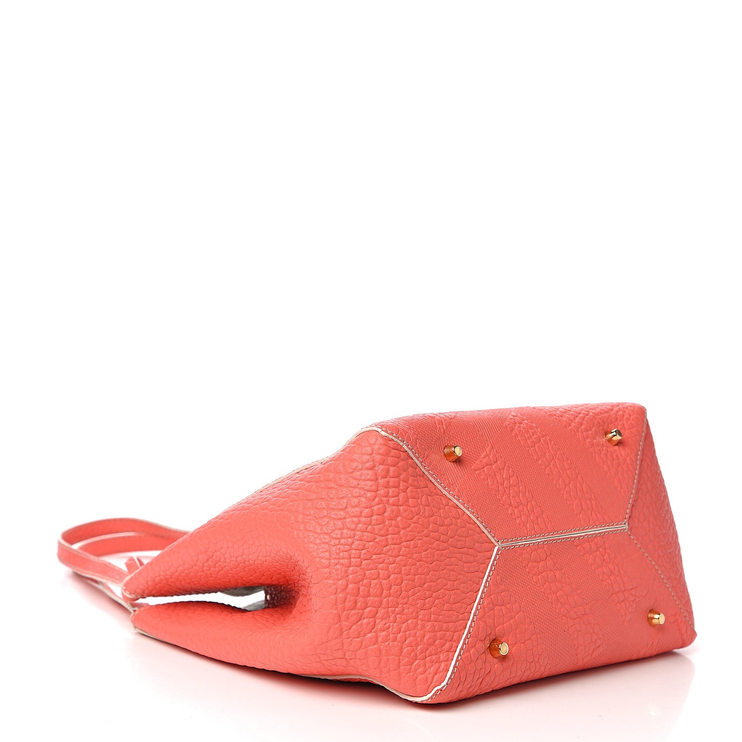 Signature Grain Calfskin Check Embossed Small Canterbury Tote Rose Pink