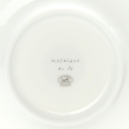Hermes Porcelain Mosaique Au 24 Platine Tea Cup And Saucer Set Of 2 Platinum 6 of 9