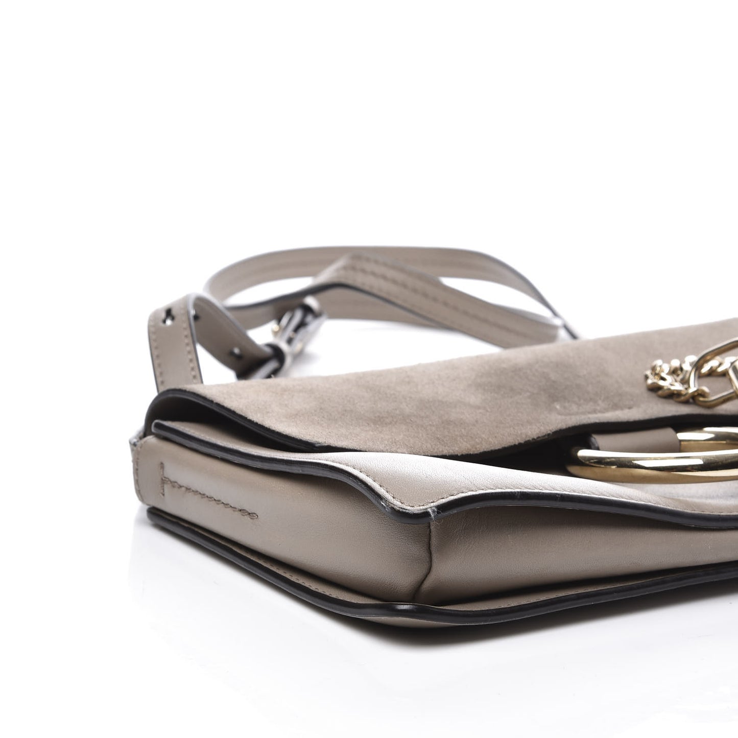 Suede Calfskin Small Faye Shoulder Bag Motty Grey