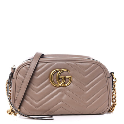 Gucci Calfskin Matelasse Small GG Marmont Chain Shoulder Bag Porcelain Rose 1 of 8