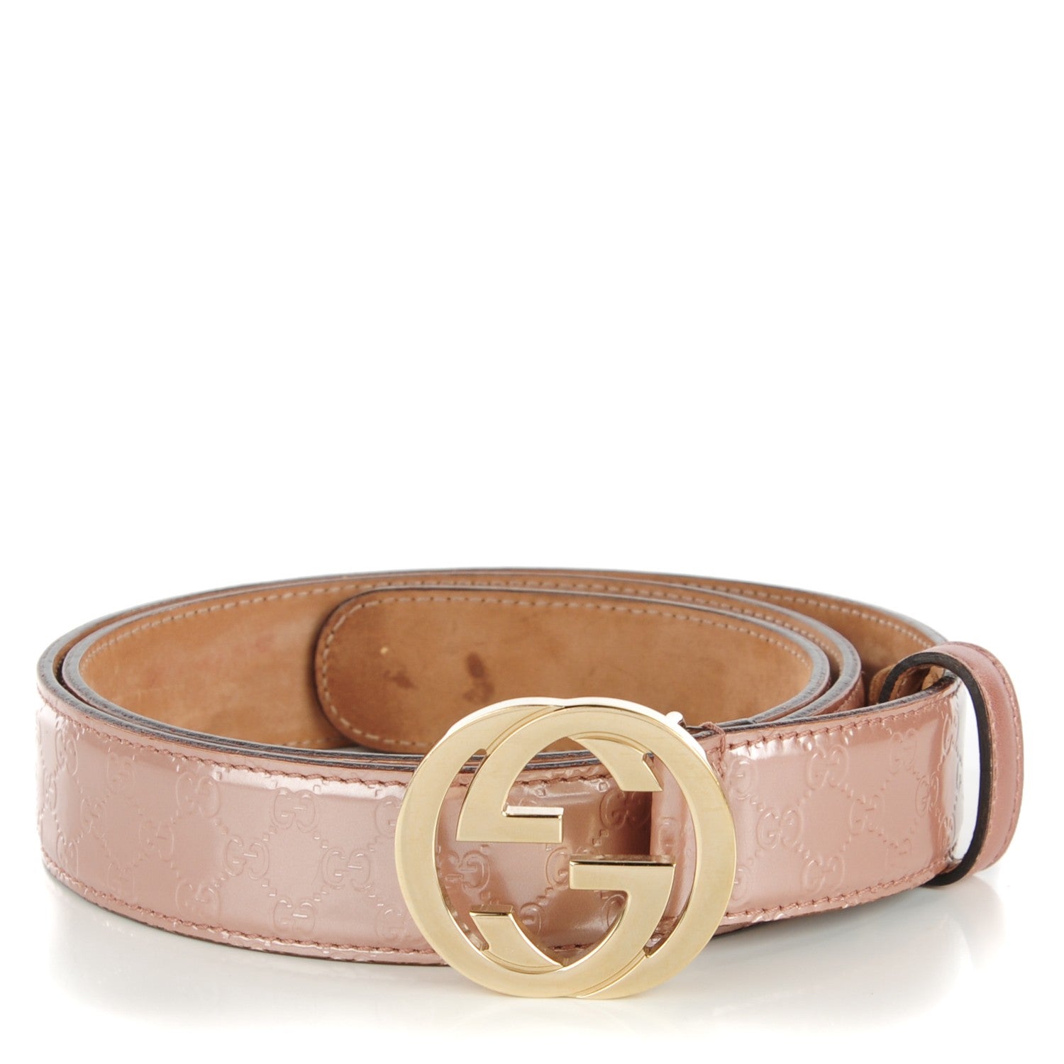 Gucci Metallic Microguccissima Interlocking G Belt Black 90 36 Pink 1 of 9