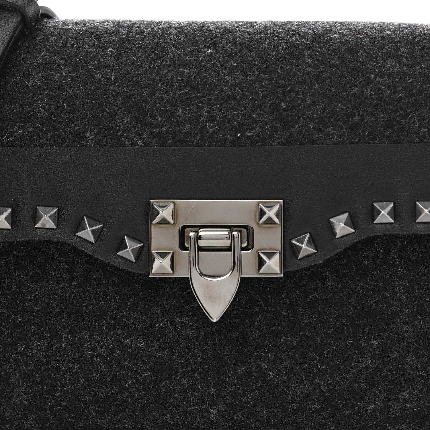 Valentino Garavani Wool Calfskin Medium Rockstud Flip Lock Crossbody Bag Black 7 of 9