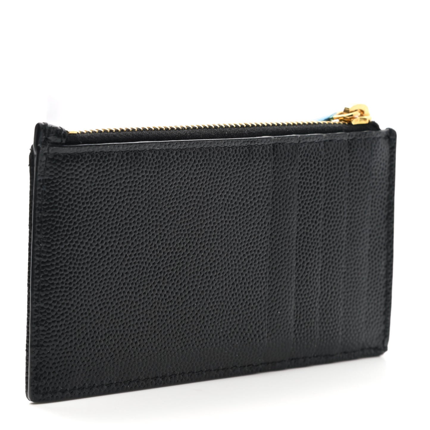 Grain De Poudre Matelasse Chevron Monogram Fragments Zippered Card Case Black
