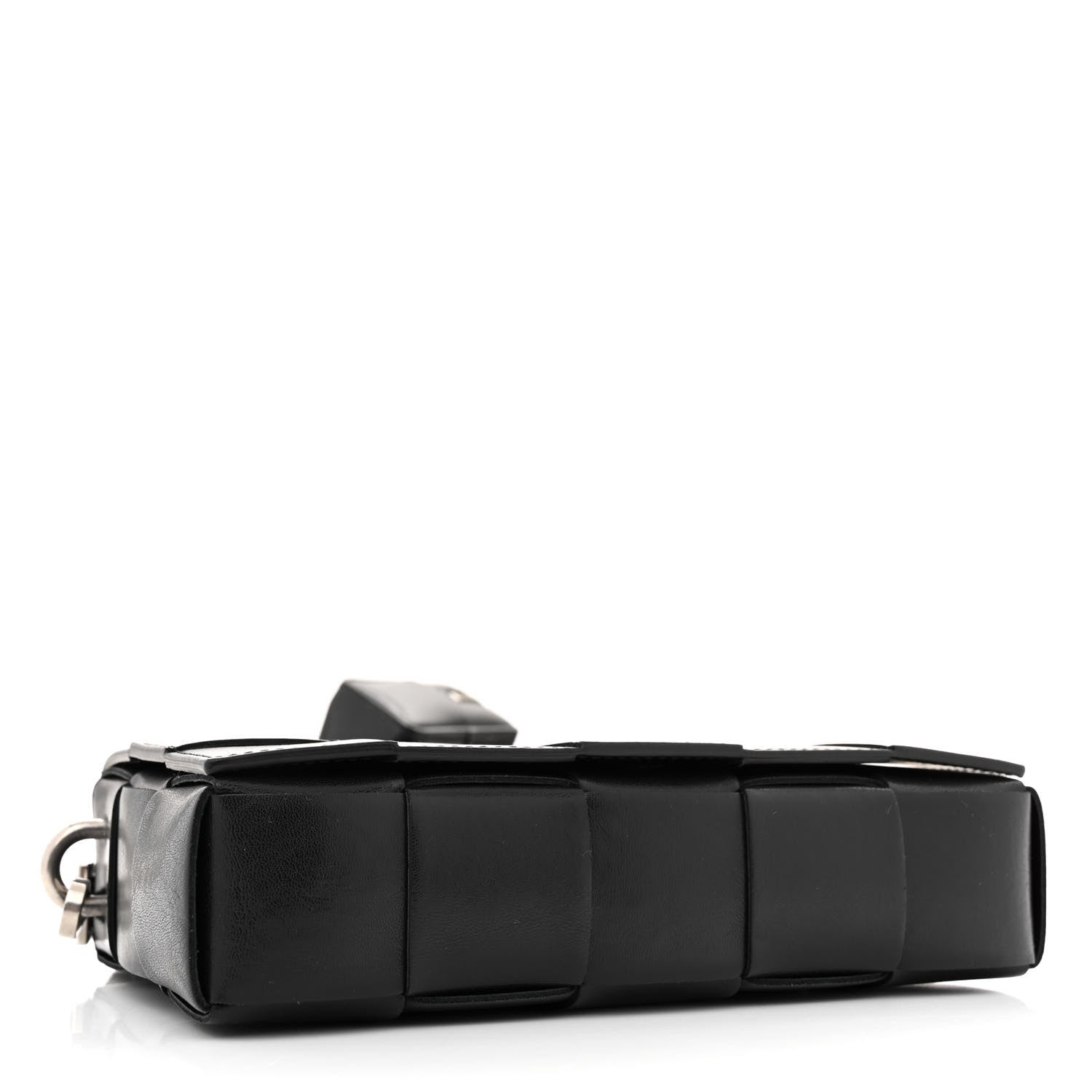 Bottega Veneta Calfskin Maxi Intreccio Cassette With Strap Bag Black 4 of 9