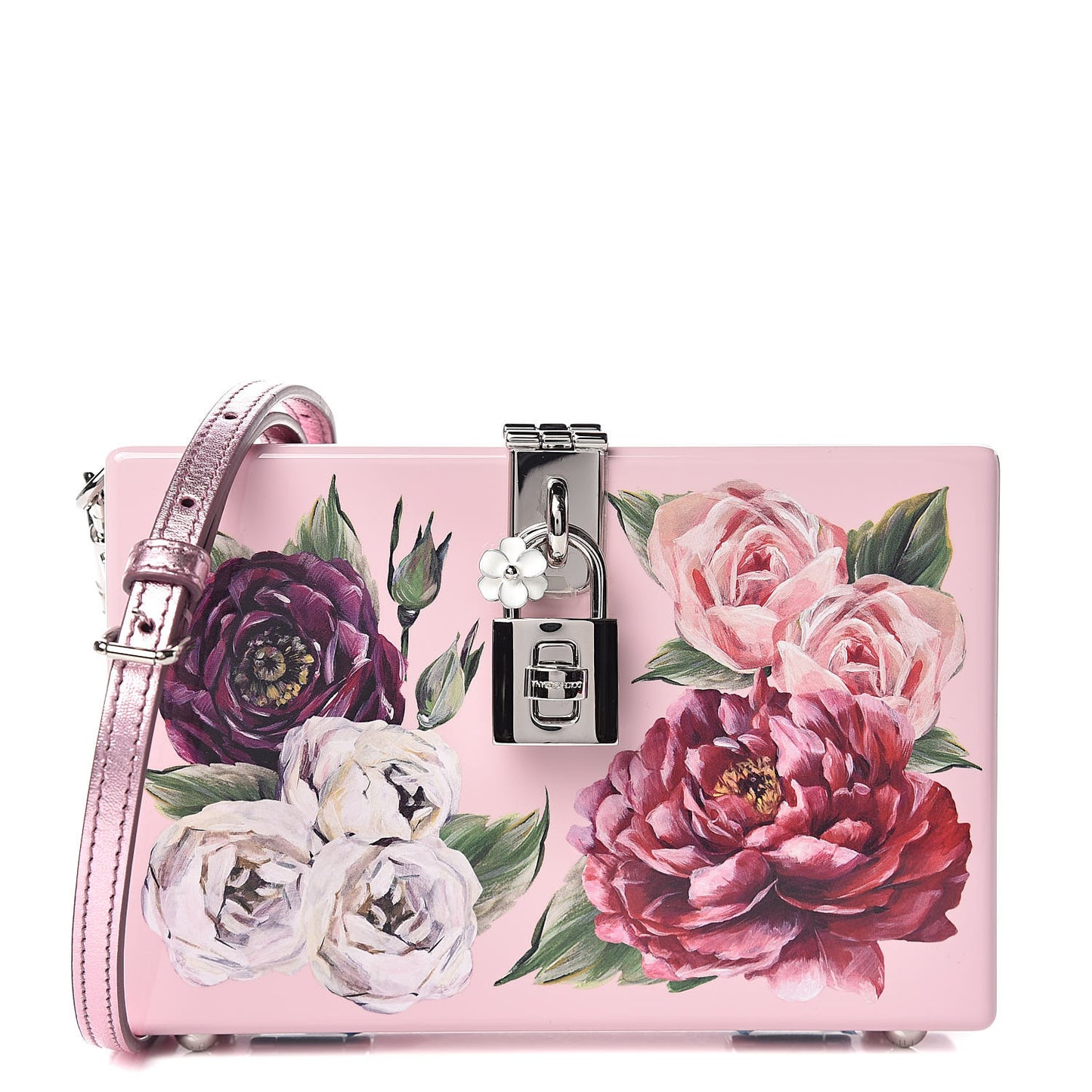 Acrylic Floral Print Dolce Box Clutch Pink