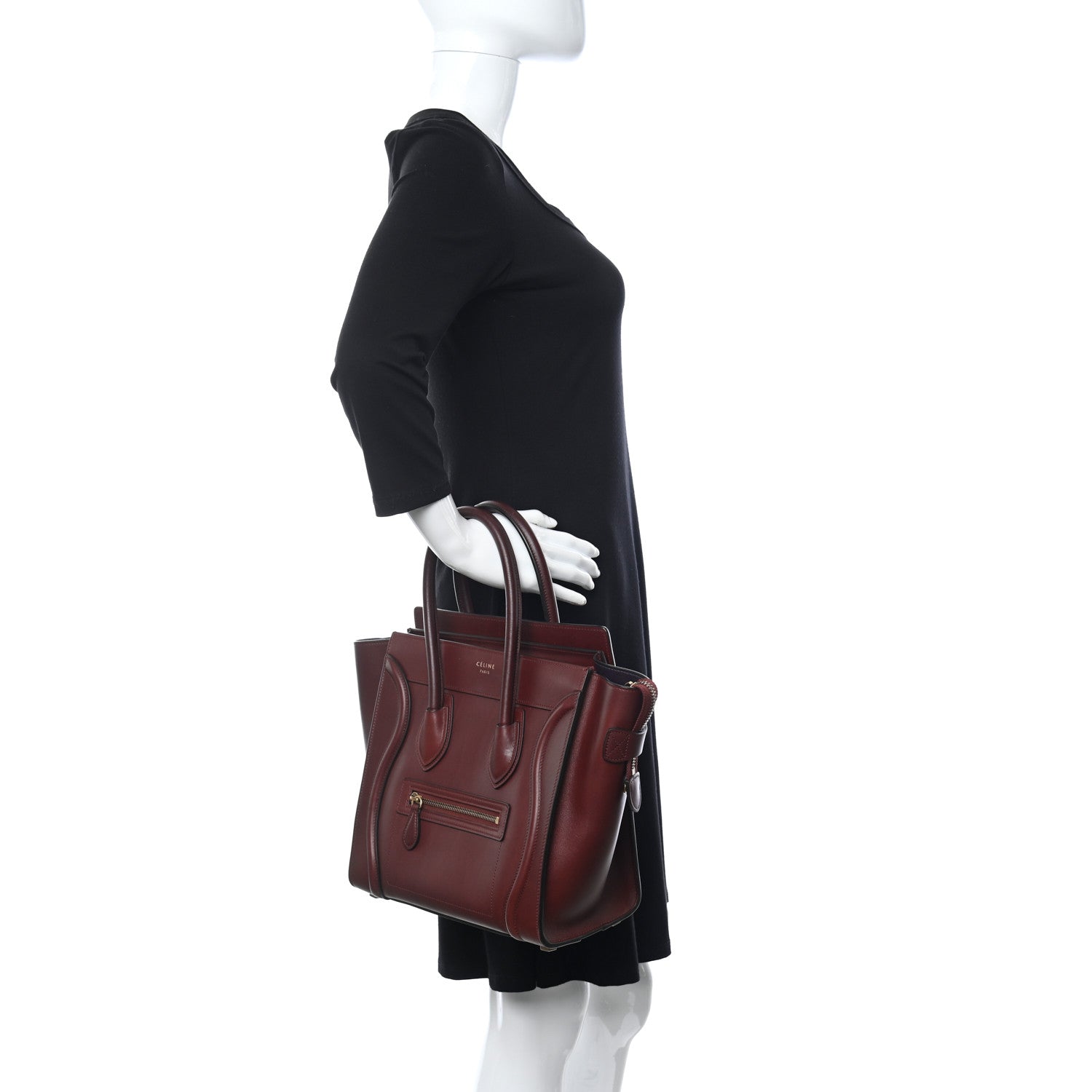 Celine Smooth Calfskin Micro Luggage Burgundy 2 of 15