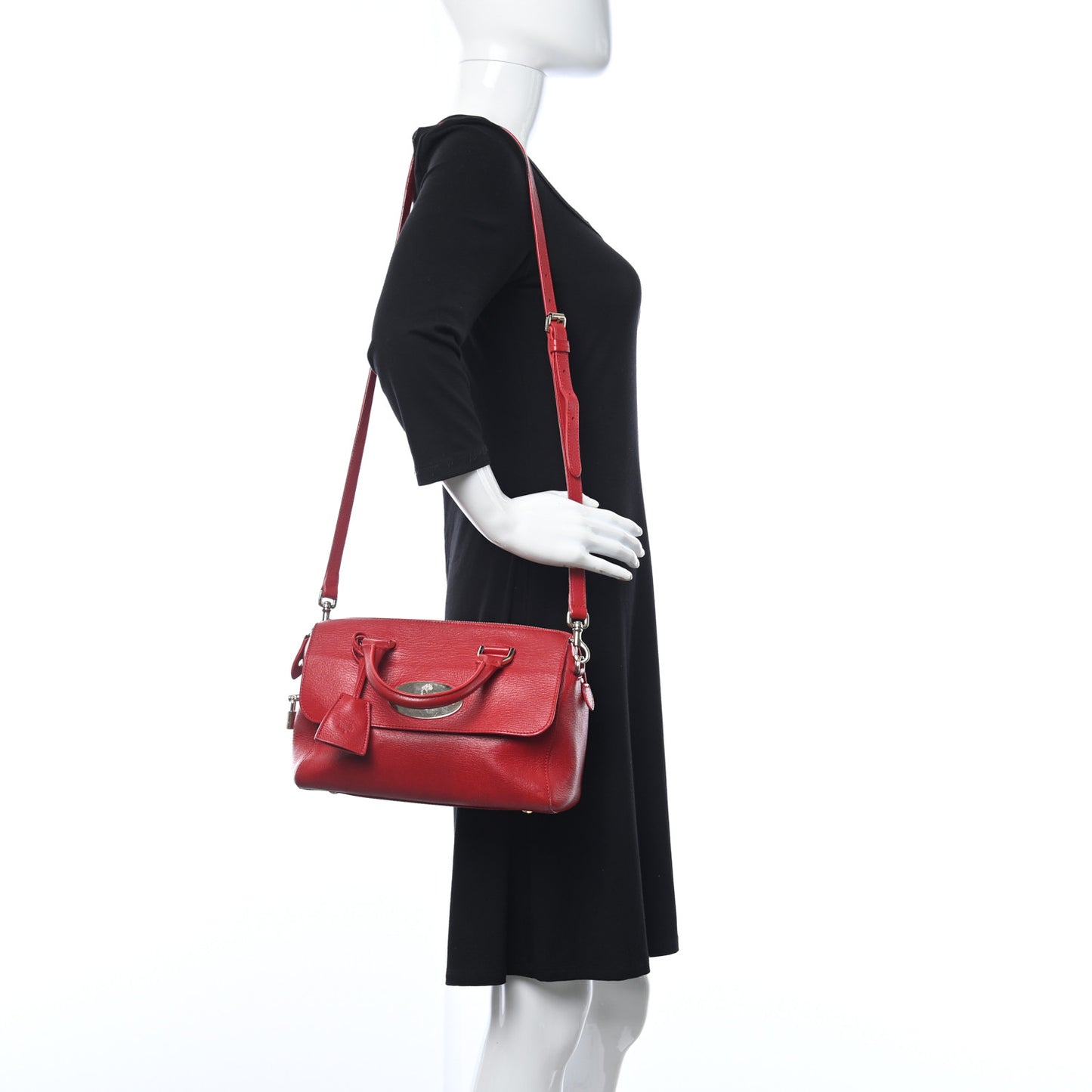 Glossy Goatskin Small Del Rey Satchel Red