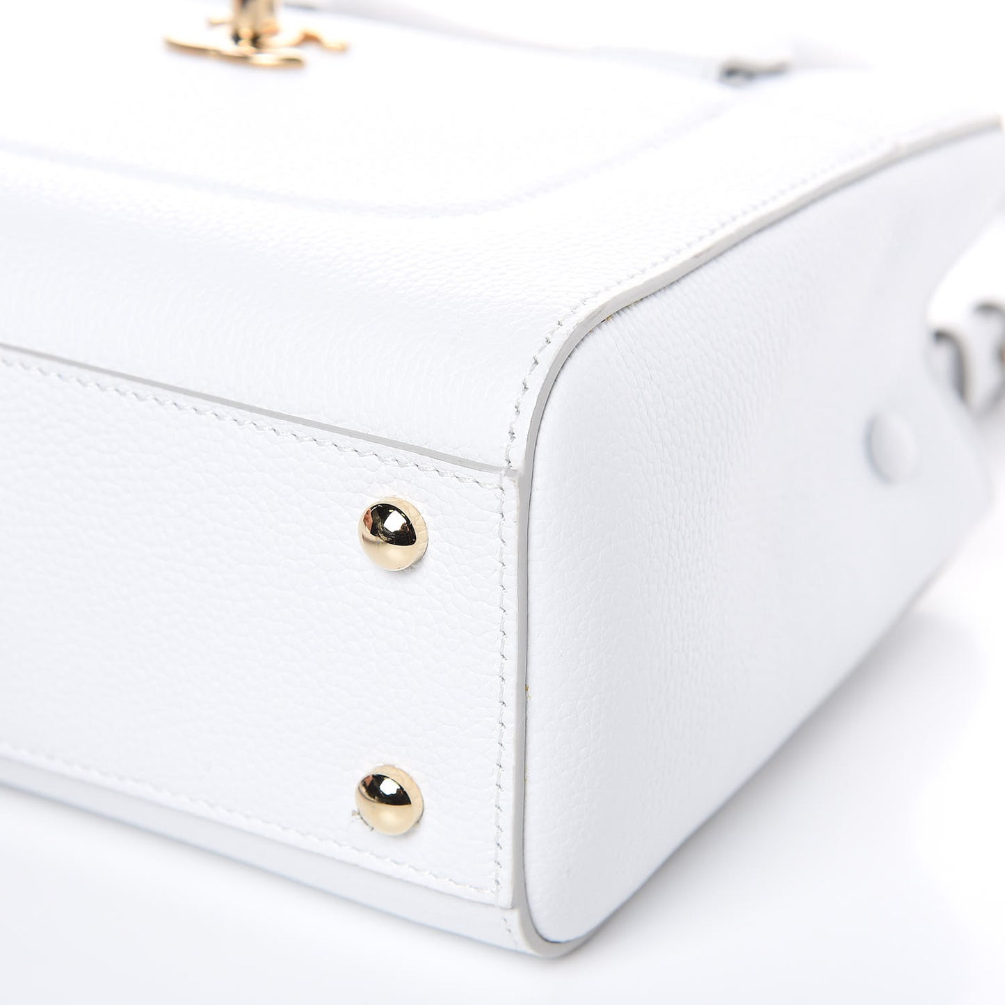 Grained Calfskin Mini Neo Executive Shopper Tote White