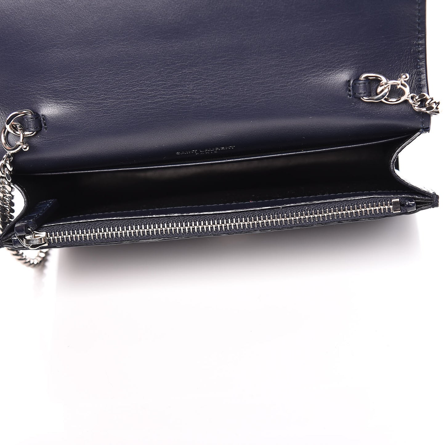 Calfskin Crocodile Embossed Kate Monogram Tassel Chain Wallet Deep Marine