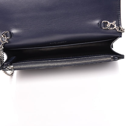Saint Laurent Calfskin Crocodile Embossed Kate Monogram Tassel Chain Wallet Deep Marine 5 of 9