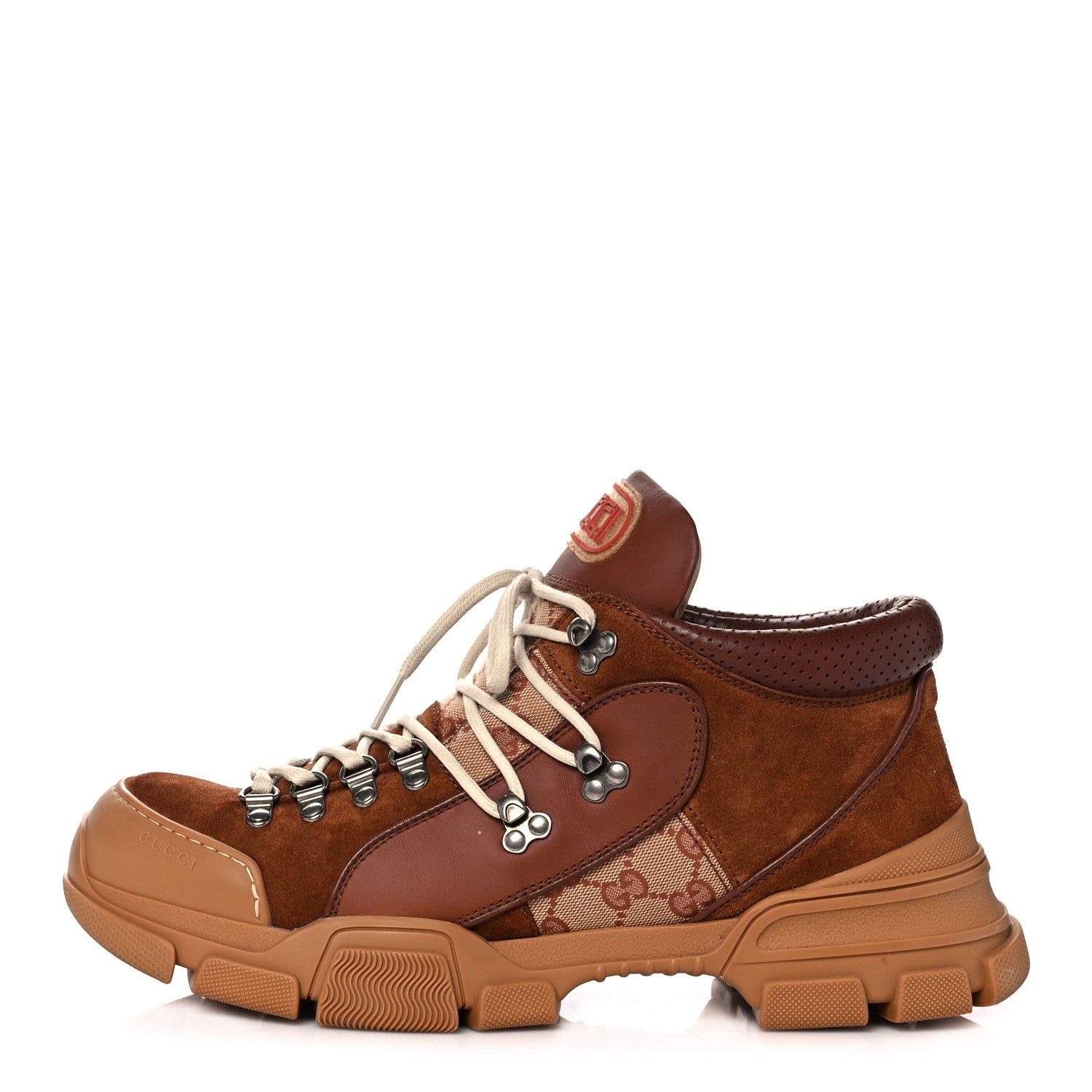Gucci X SEGA Suede Calfskin GG Monogram Mens Flashtrek Sneakers 11.5 New Cuir Beige Ruggine 1 of 13