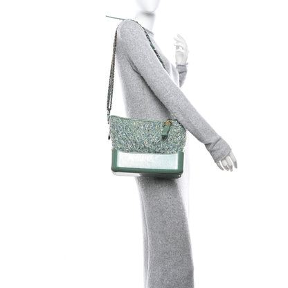 Chanel Tweed PVC Patent Chevron Quilted Medium Gabrielle Hobo Light Blue Multicolor 2 of 11