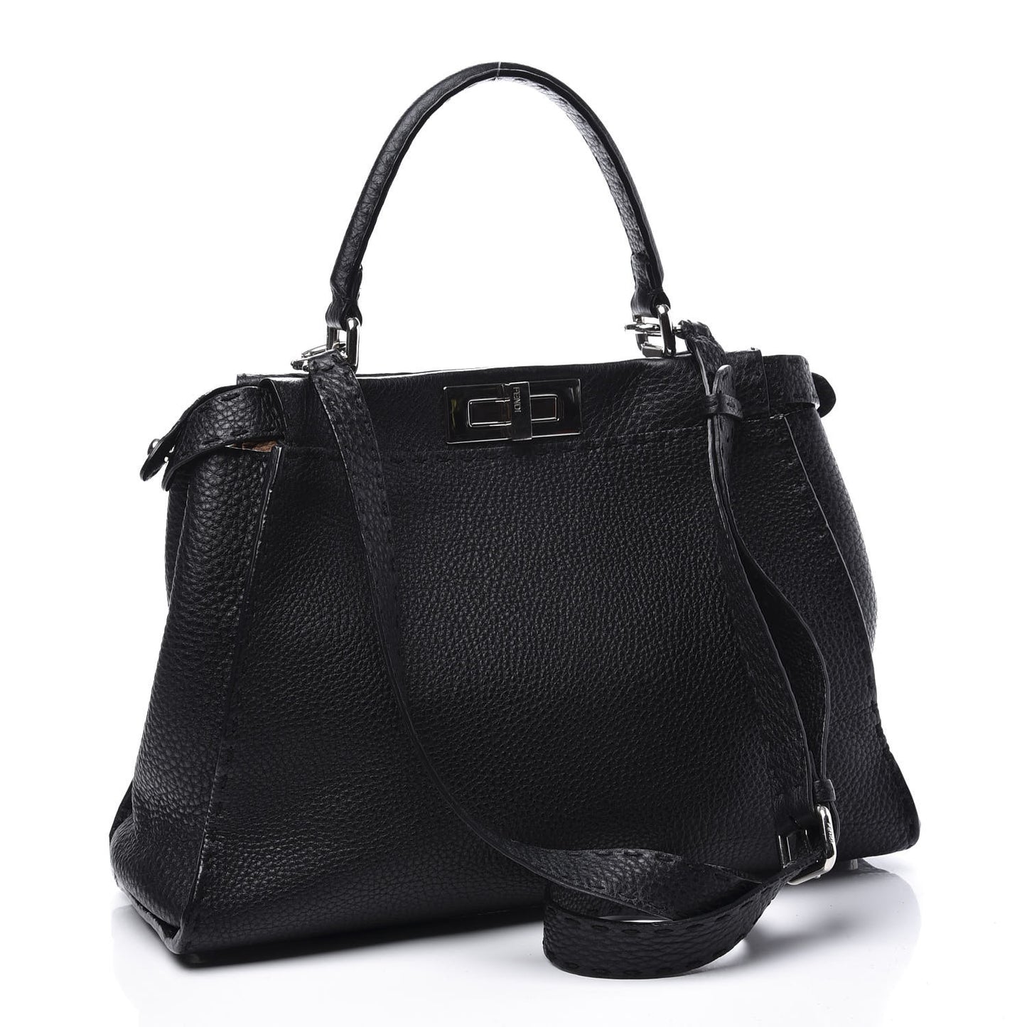 Cuoio Romano Selleria Bi-Color Medium Peekaboo Iconic Satchel Black Mou