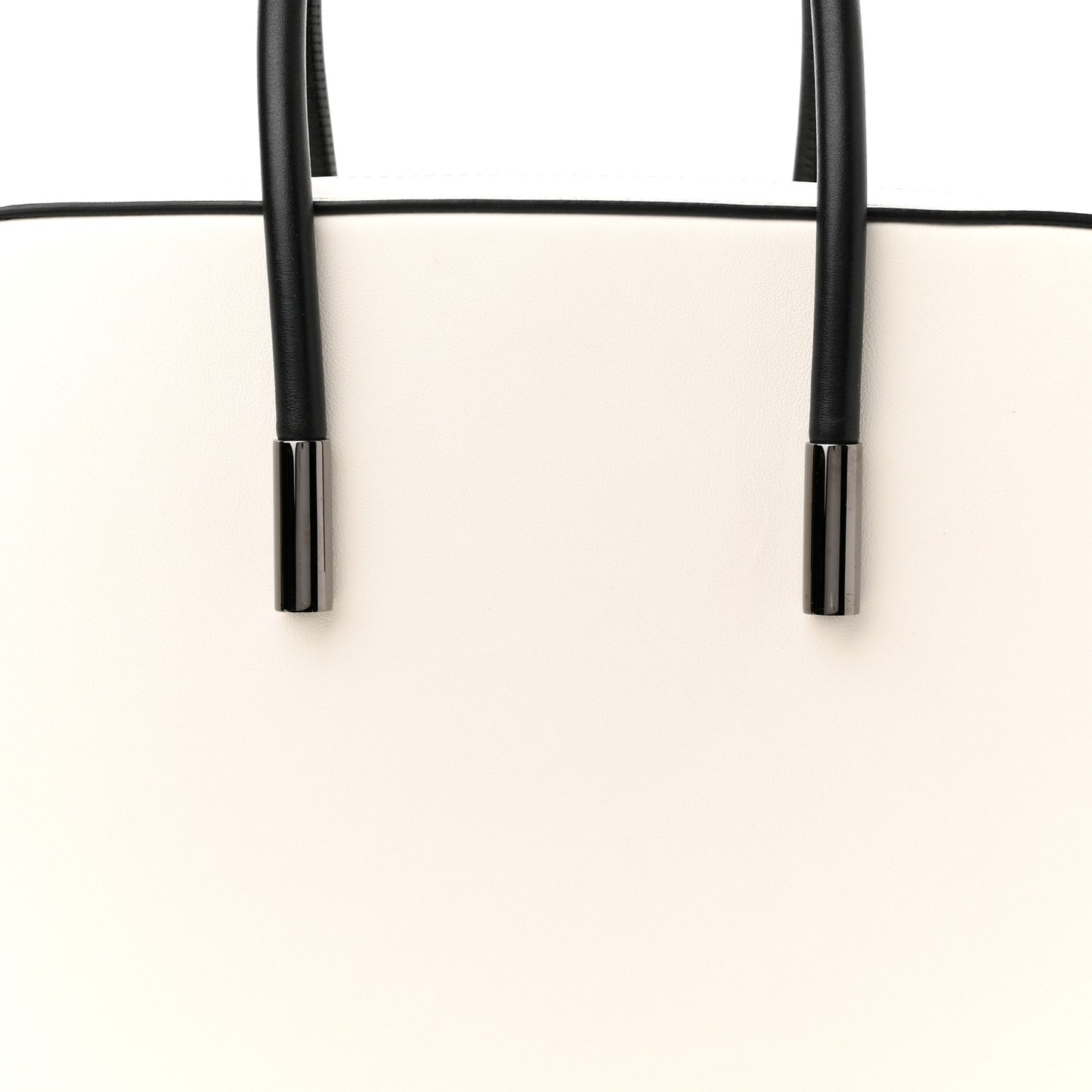 Calfskin Top Handle Bag White Black