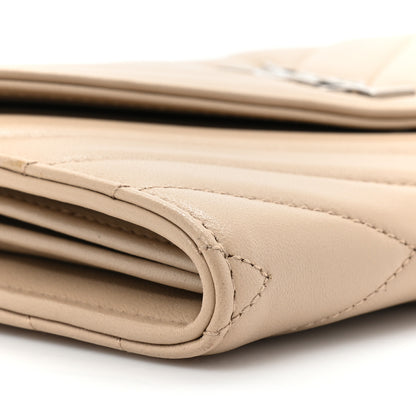 Saint Laurent Lambskin Y Quilted Monogram Large Loulou Flap Wallet Nude Powder 12 of 16