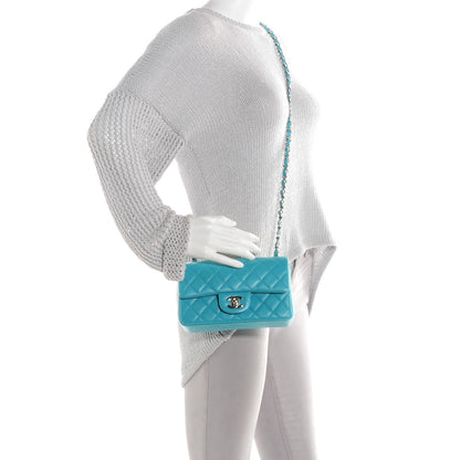Chanel Lambskin Quilted Mini Rectangular Flap Turquoise 2 of 8