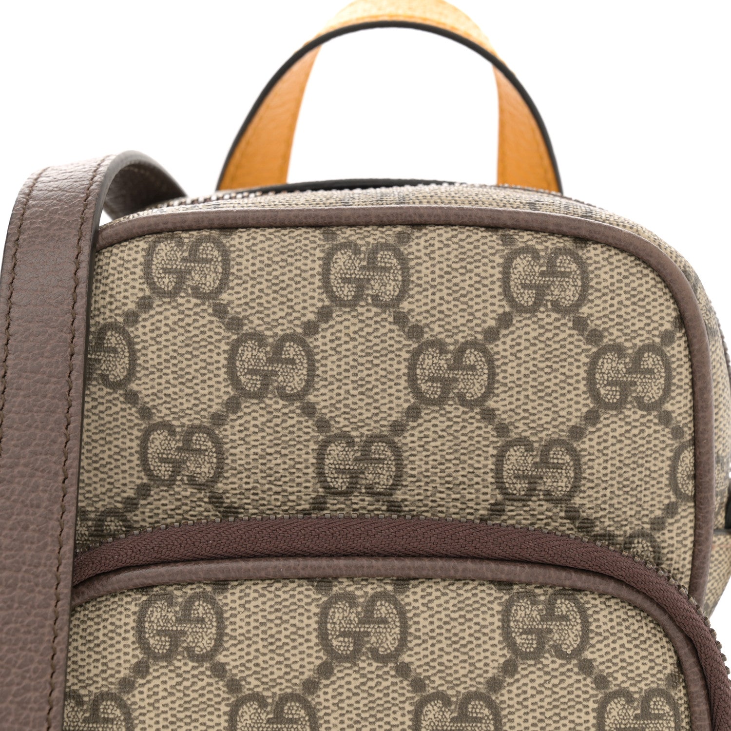 Gucci GG Supreme Monogram Mini Neo Vintage Double Zip Messenger Bag Beige New Acero Crop 8 of 10