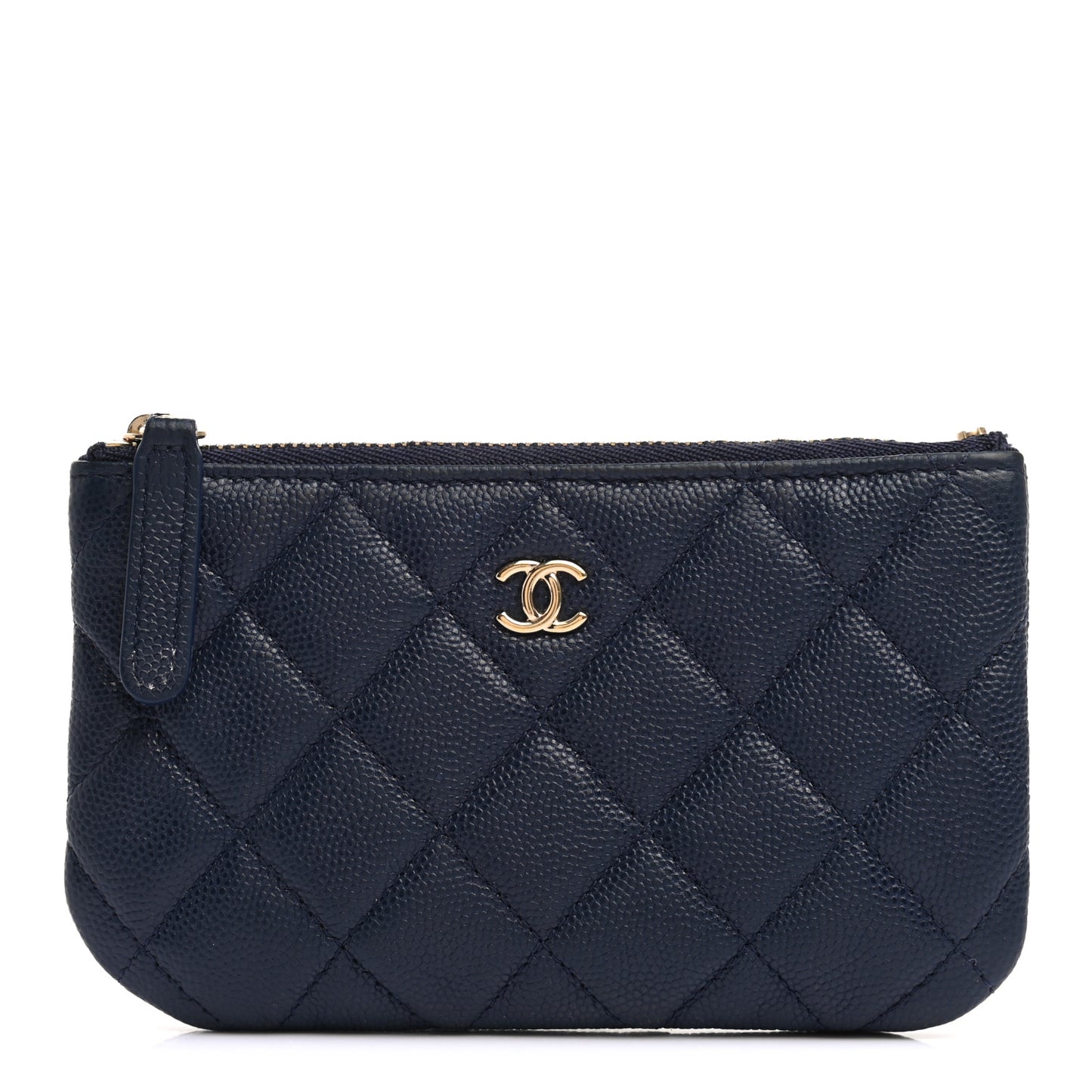 Caviar Quilted Small Cosmetic Case Navy