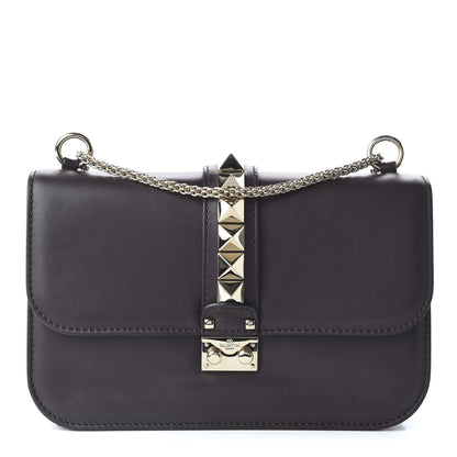 Valentino Garavani Vitello Medium Glam Lock Rockstud Flap Griotte 1 of 9