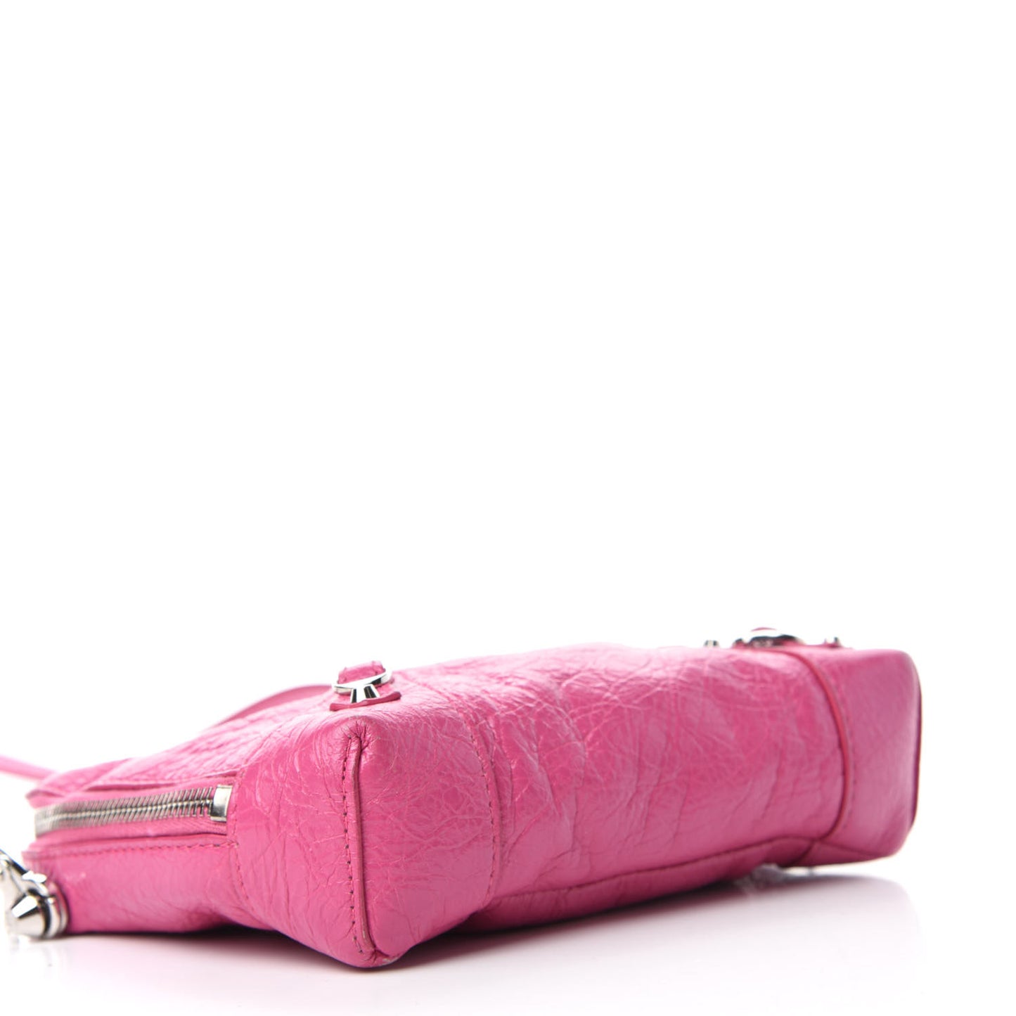 Agneau Arena Classic Silver Hardware XS Reporter Crossbody Rose Flamingo