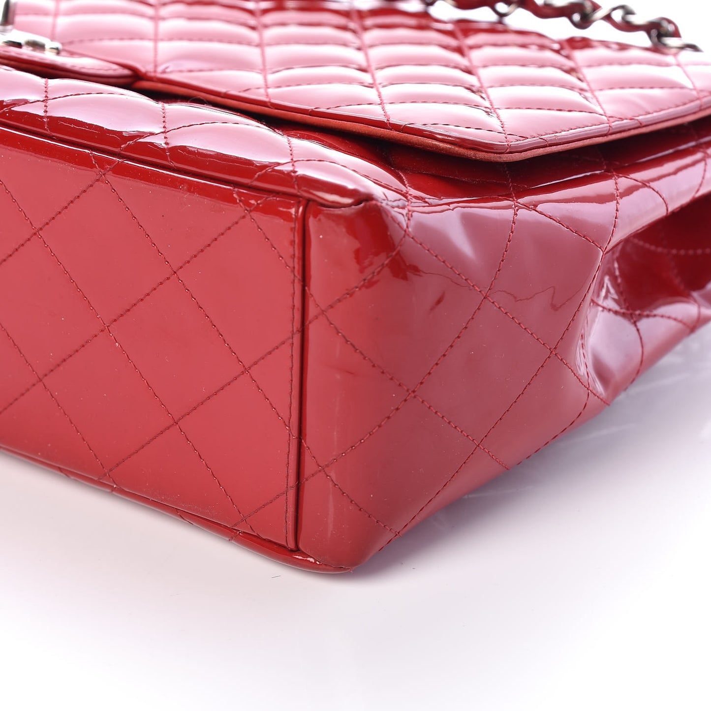 Patent Quilted Maxi Single Flap Red