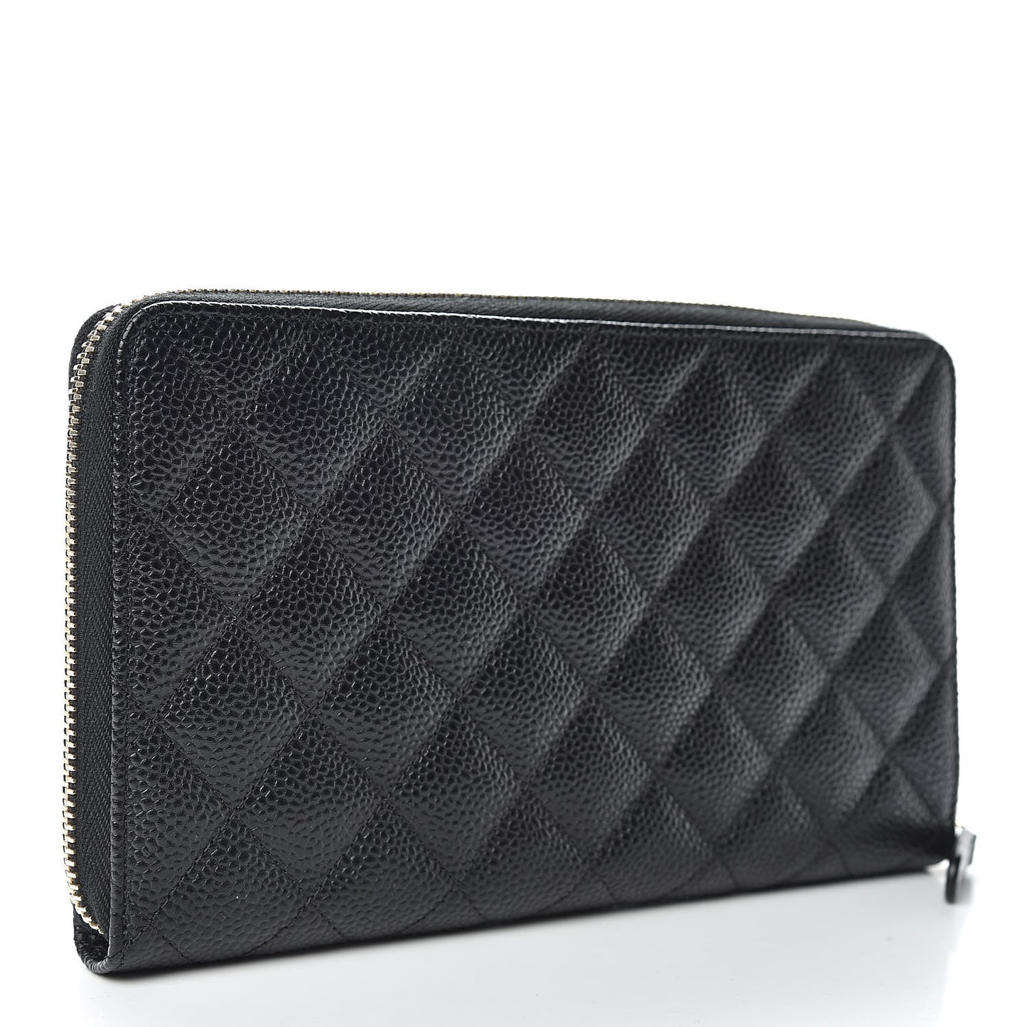 Caviar Quilted Large Zip Around Organizer Wallet Black