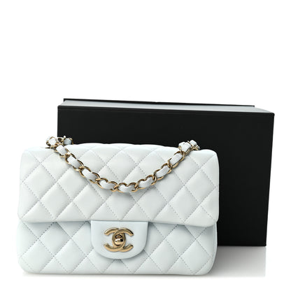 Chanel Lambskin Quilted Mini Rectangular Flap Light Blue 11 of 11