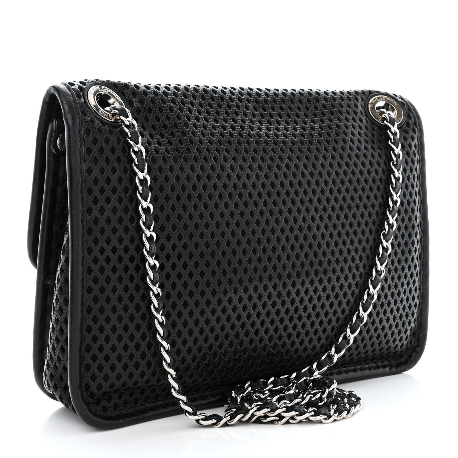 Chanel Metallic Perforated Calfskin Small Up In The Air Flap Black 3 of 11