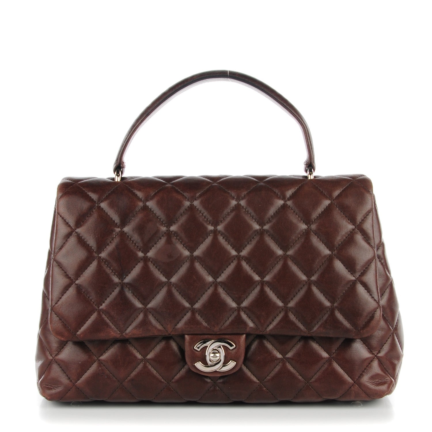 Chanel Lambskin Quilted Jumbo Kelly Flap Brown 1 of 10