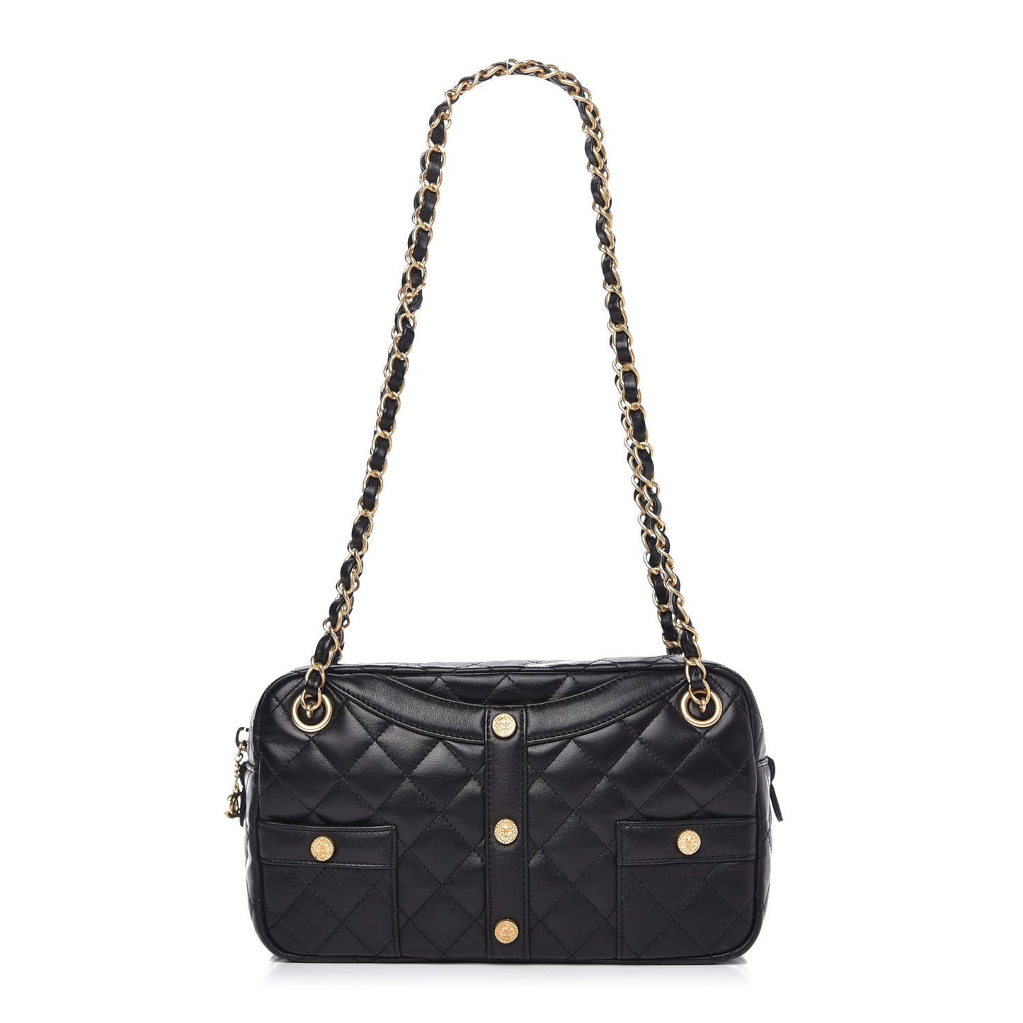 Calfskin Quilted Small Girl Shoulder Bag Black
