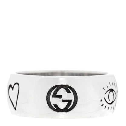 Gucci Sterling Silver Wide Blind for Love Band Ring 64 10.75 3 of 4