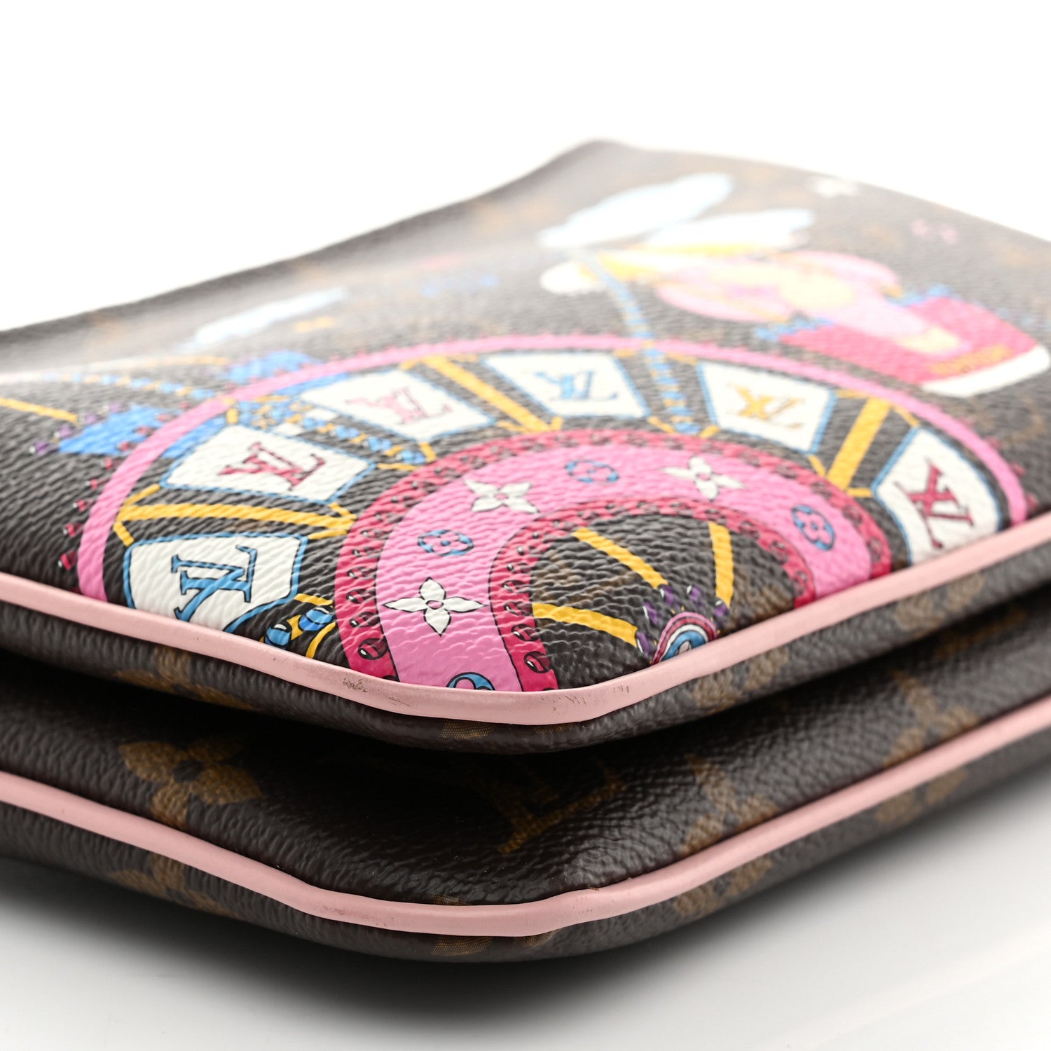 Louis Vuitton Monogram 2020 Christmas Animation Big Wheel Double Zip Pochette Rose Ballerine 10 of 12