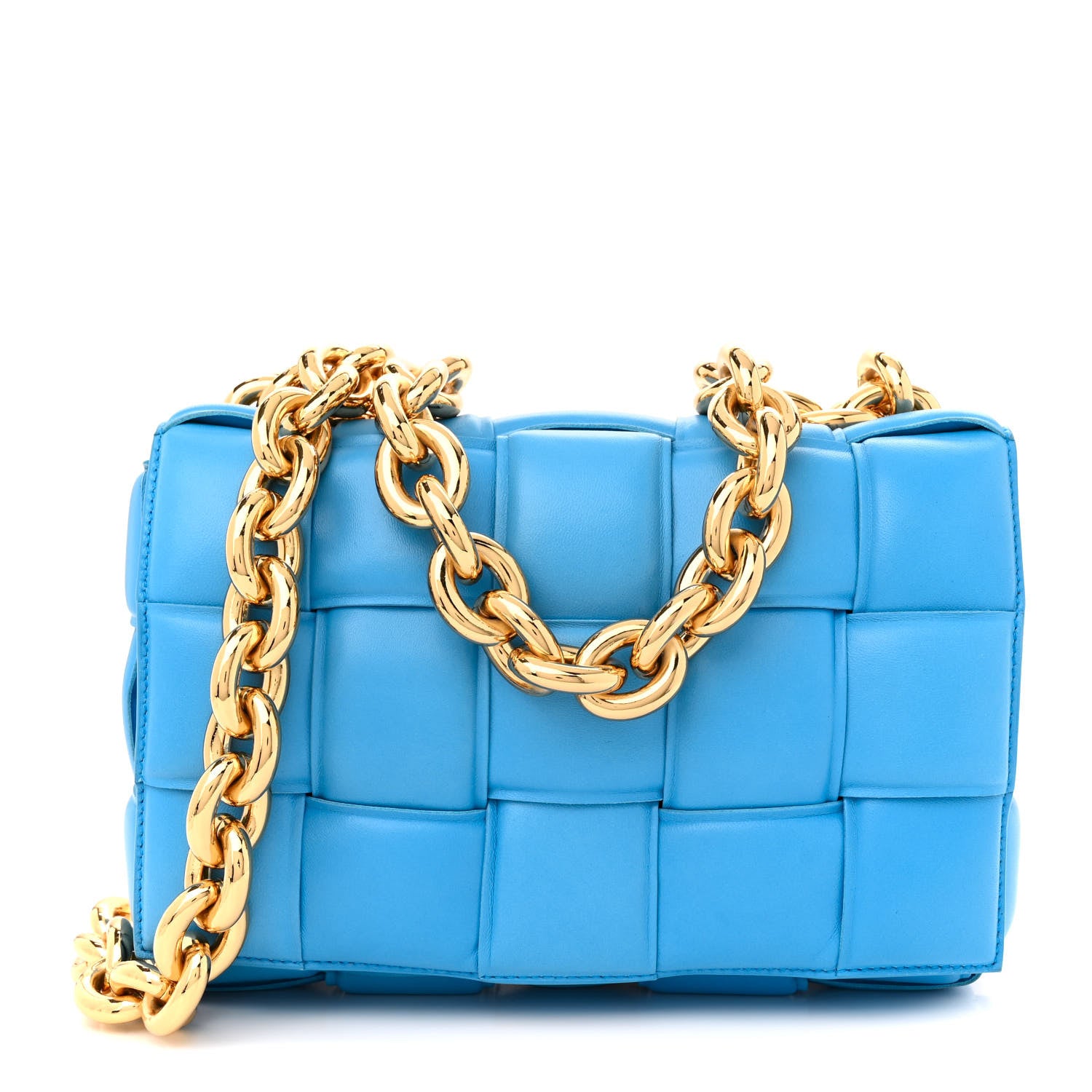 Bottega Veneta Lambskin Maxi Intrecciato Padded Chain Cassette Crossbody Bag Swimming Pool 1 of 12