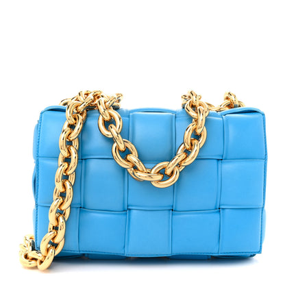 Bottega Veneta Lambskin Maxi Intrecciato Padded Chain Cassette Crossbody Bag Swimming Pool 1 of 12