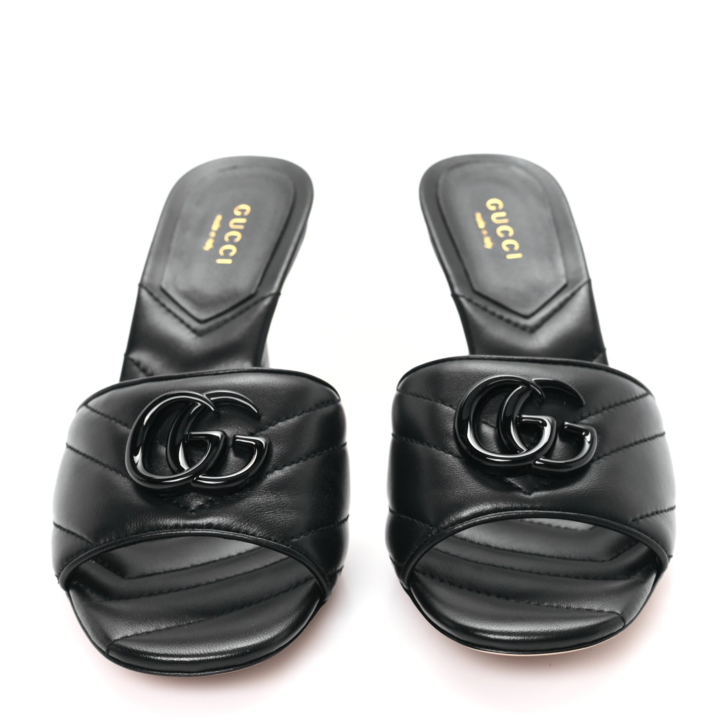 Nappa Matelasse Monochrome GG Marmont 75mm Slide Sandals 35.5 Black