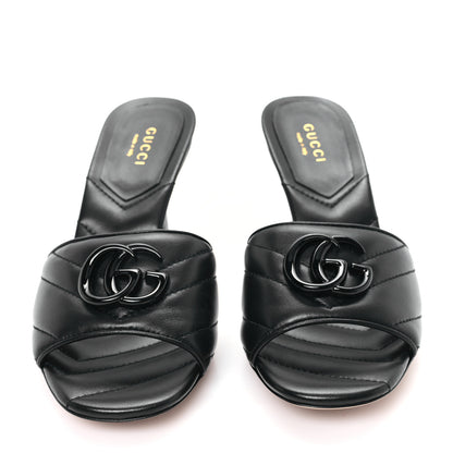 Gucci Nappa Matelasse Monochrome GG Marmont 75mm Slide Sandals 35.5 Black 3 of 10