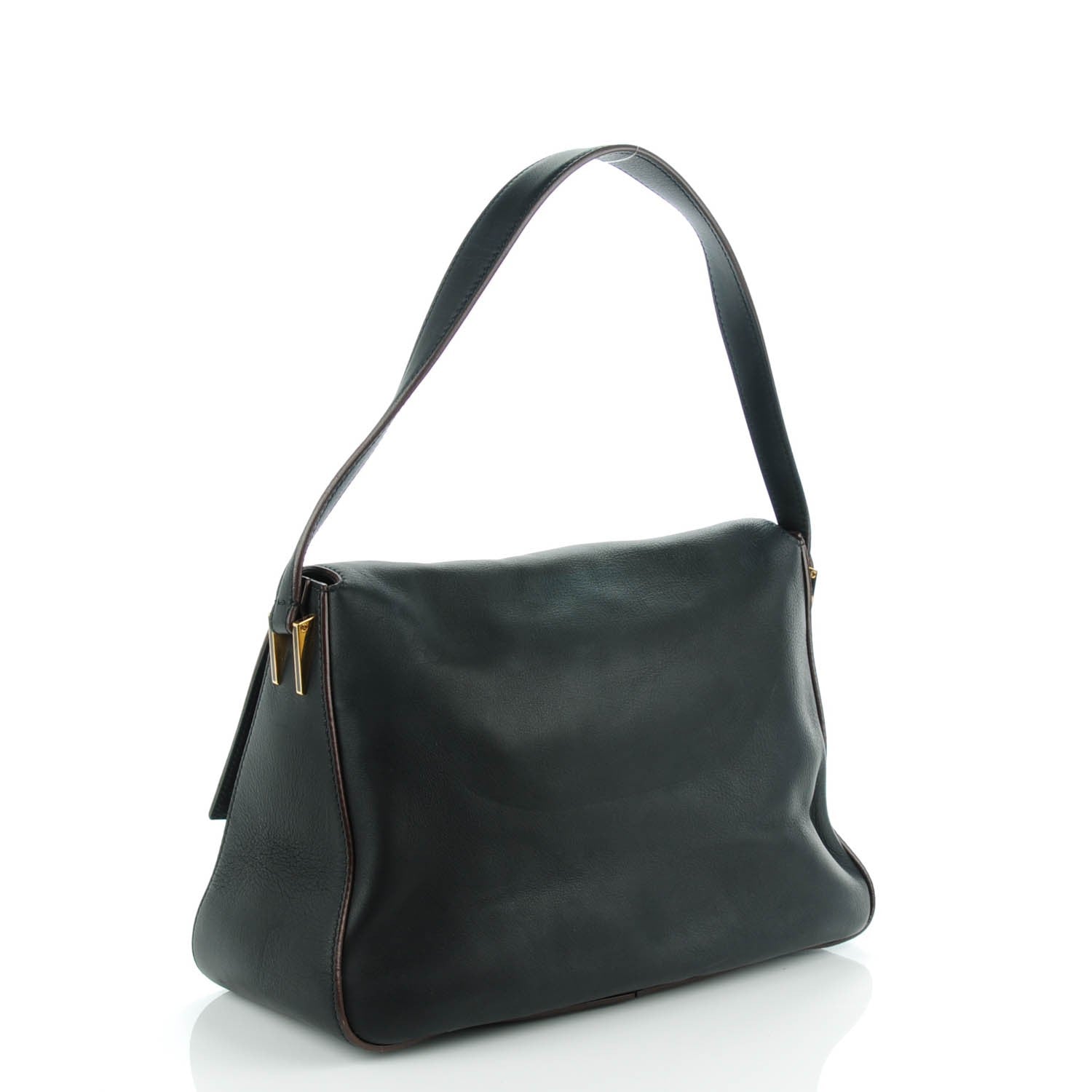 Fendi Vitello Flamingo Enamel Big Forever Mama Baguette Black 3 of 7