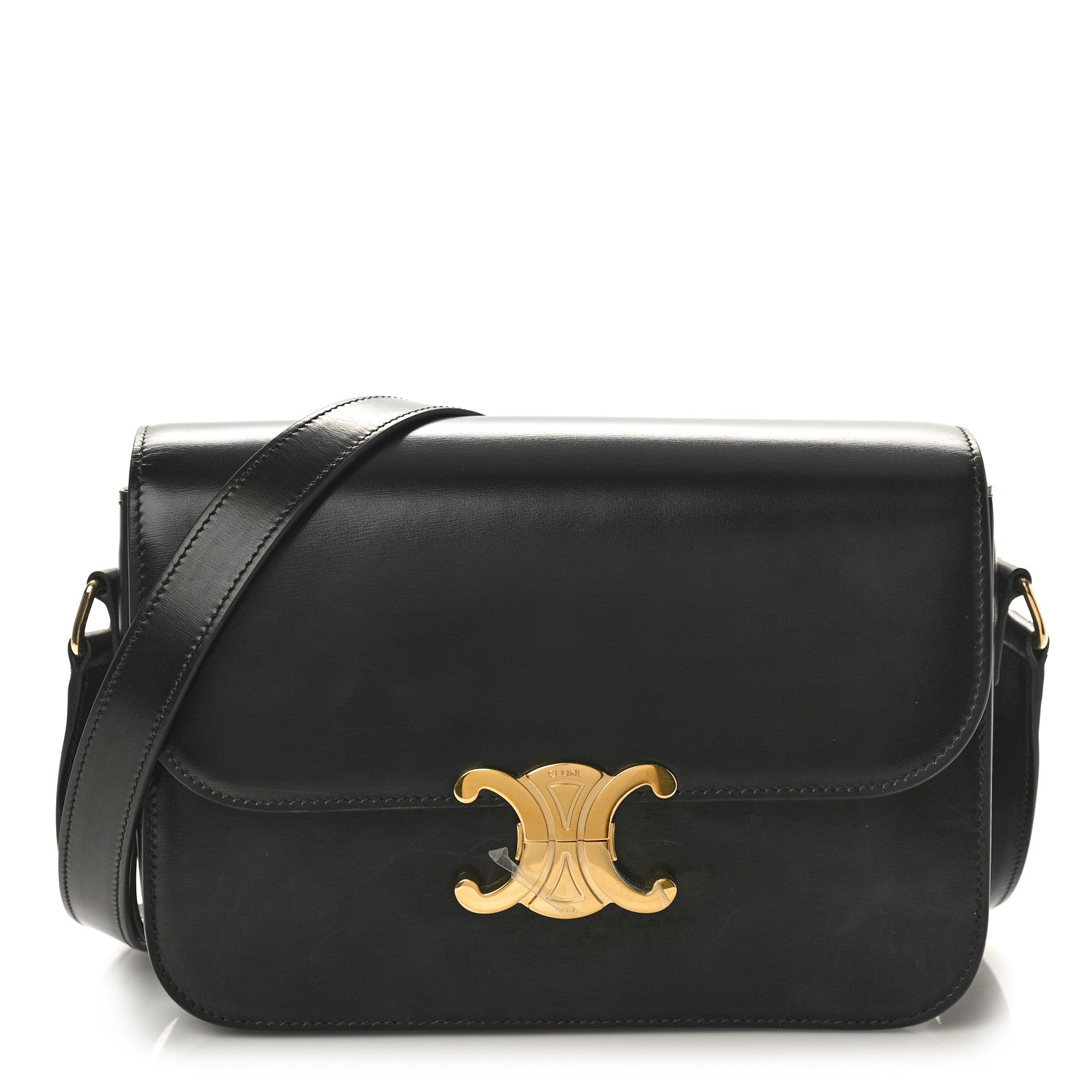Celine Shiny Calfskin Medium Triomphe Black 1 of 9