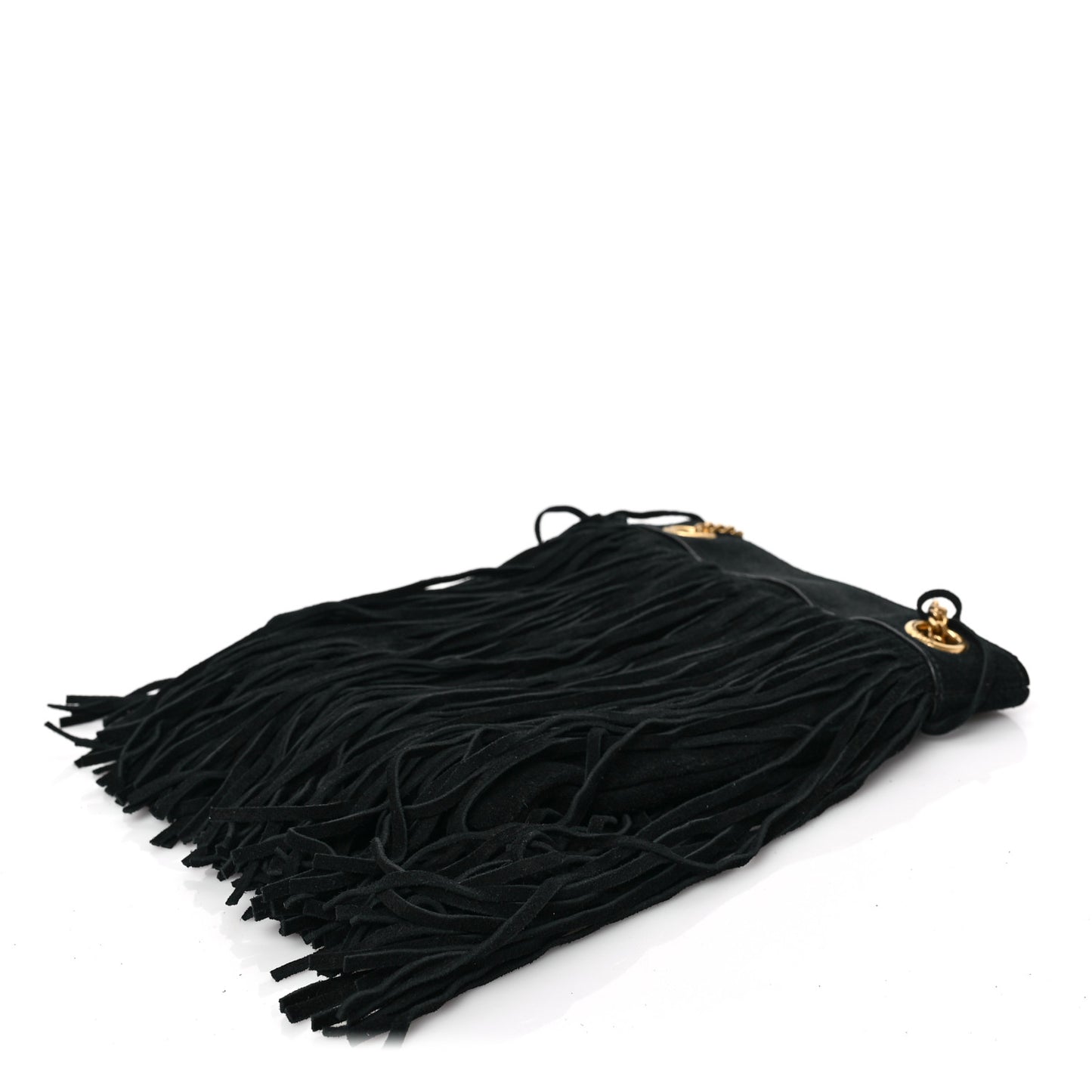Suede Calfskin Small Grace Fringed Hobo Bag Rope Black