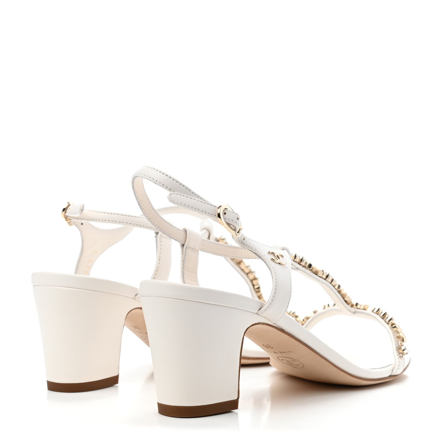 Chanel Lambskin Pearl CC Star Sandals 36 White 4 of 4