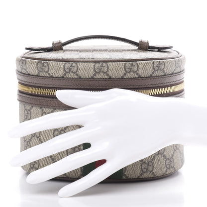 Gucci GG Supreme Monogram Textured Calfskin Web Ophidia Vanity Cosmetic Case Beige Ebony New Acero 2 of 8