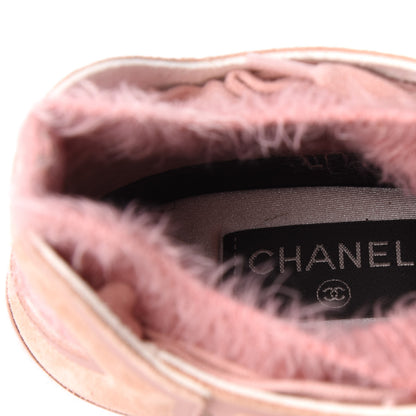 Chanel Fabric Calfskin Suede CC Womens Sneakers 38 Pink 6 of 7