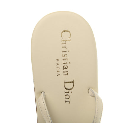 Christian Dior Lambskin Signature T-Strap Sandals 39 Off White 6 of 8