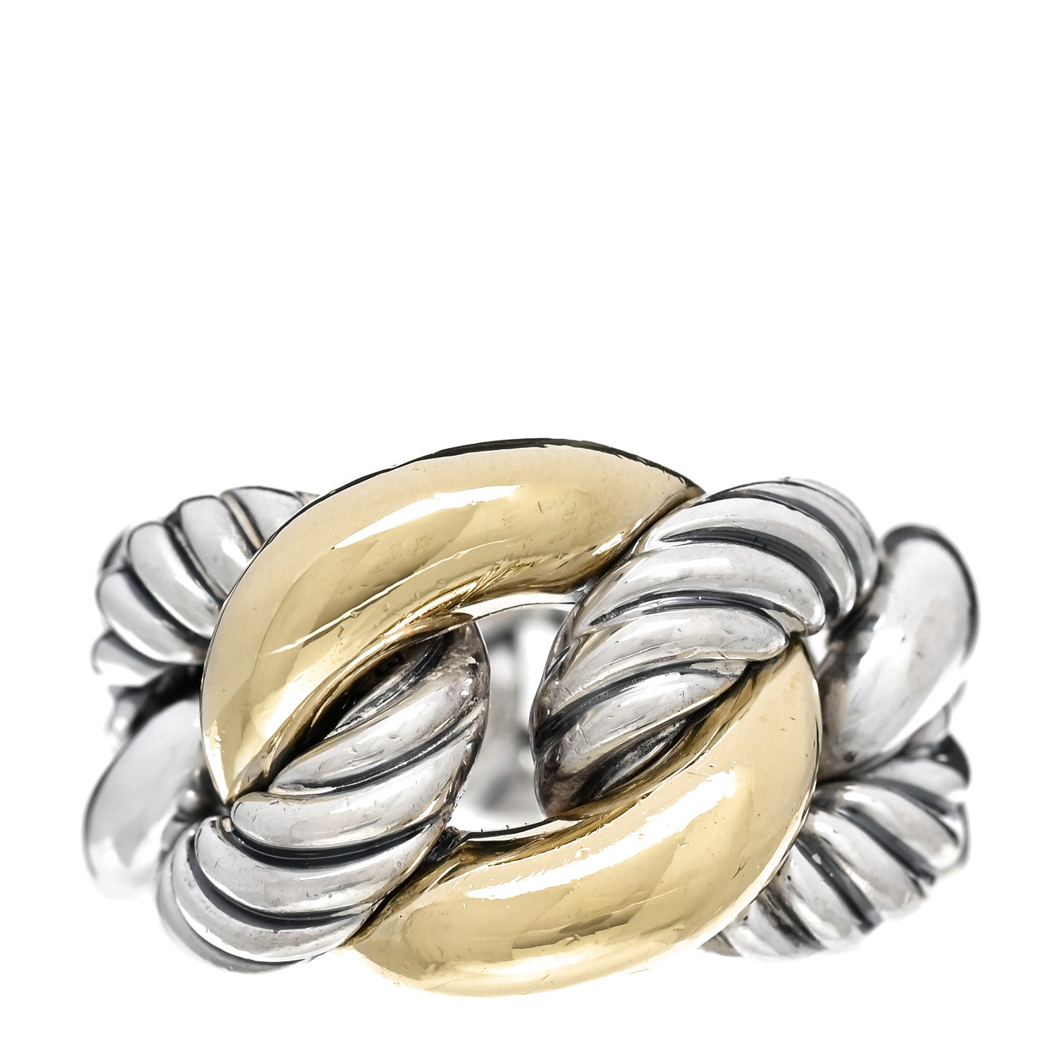 David Yurman Sterling Silver 18K Yellow Gold Belmont Ring 53 6.5 1 of 4