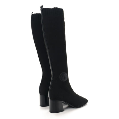 Hermes Knit Calfskin Fontaine 60 Boots 36 Black 4 of 7