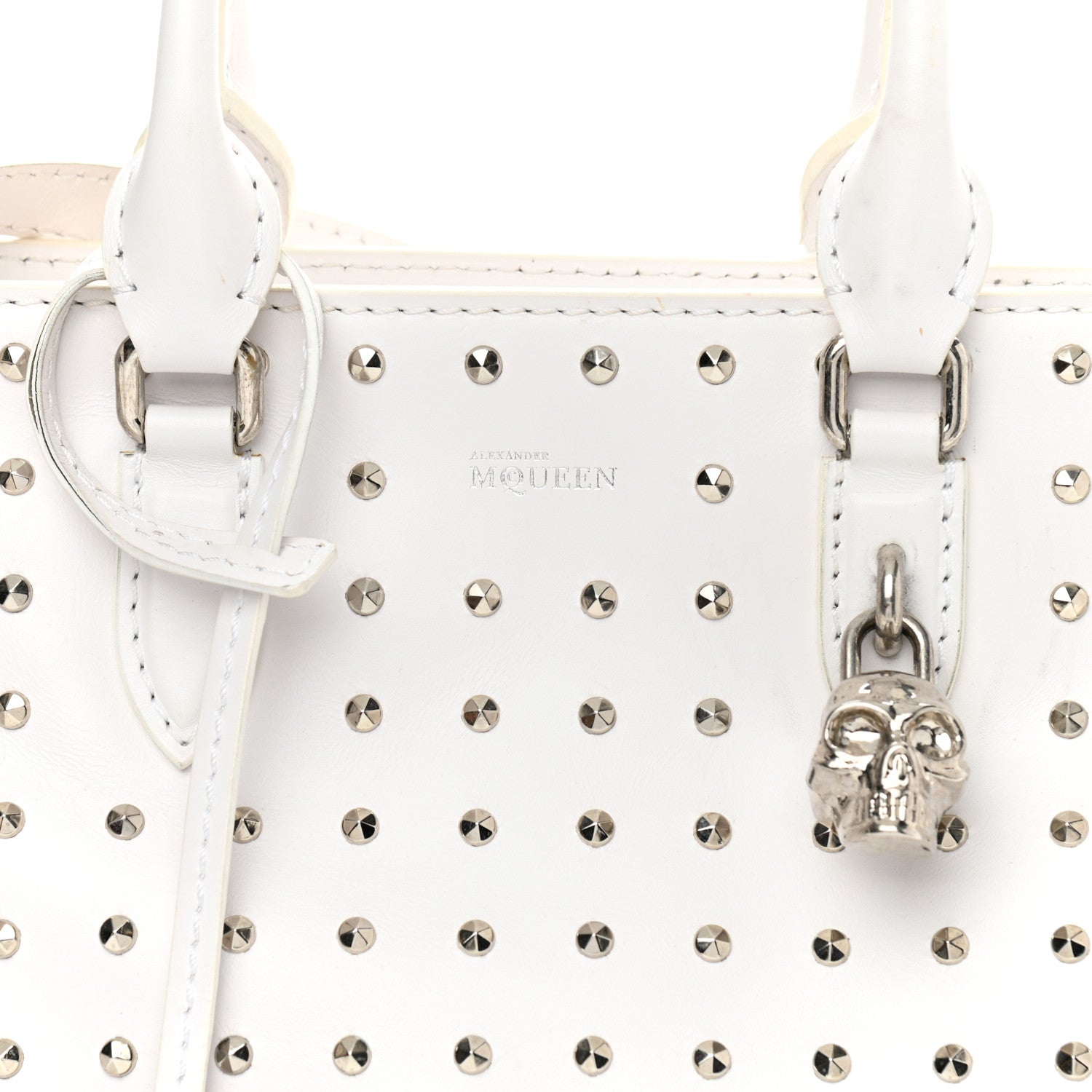 Alexander McQueen Calfskin Studded Padlock Tote White 8 of 14