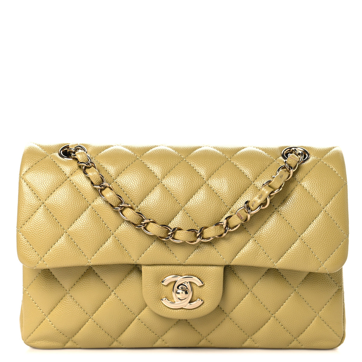 Chanel Caviar Quilted Small Double Flap Light Yellow 1 of 10