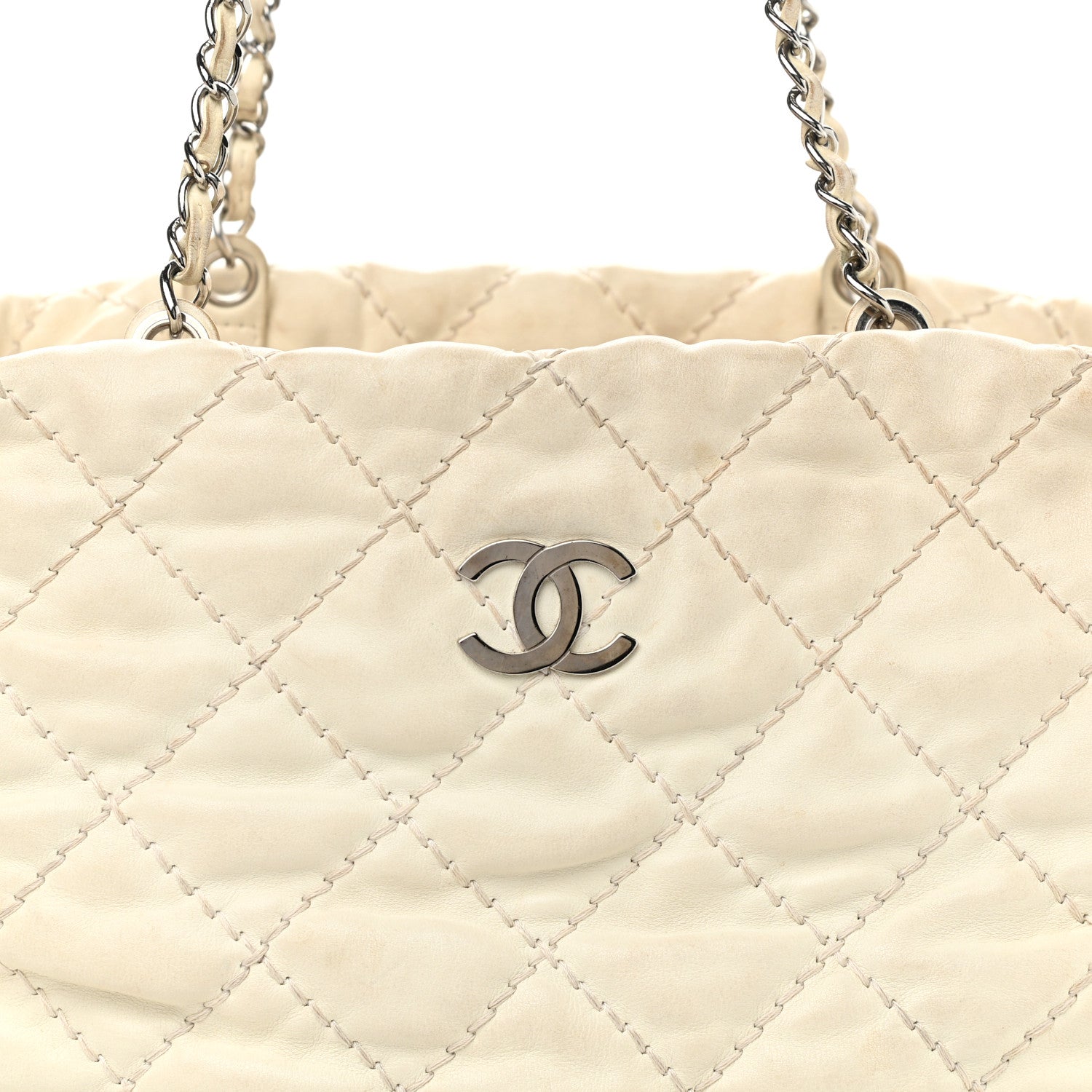 Chanel Calfskin Contrast Stitch Tote Beige 8 of 17