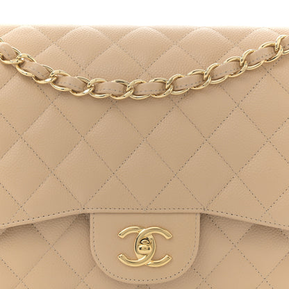 Chanel Caviar Quilted Jumbo Double Flap Beige Clair 8 of 12