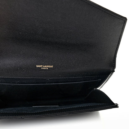Saint Laurent Grain De Poudre Matelasse Chevron Monogram Envelope Clutch Black 5 of 7